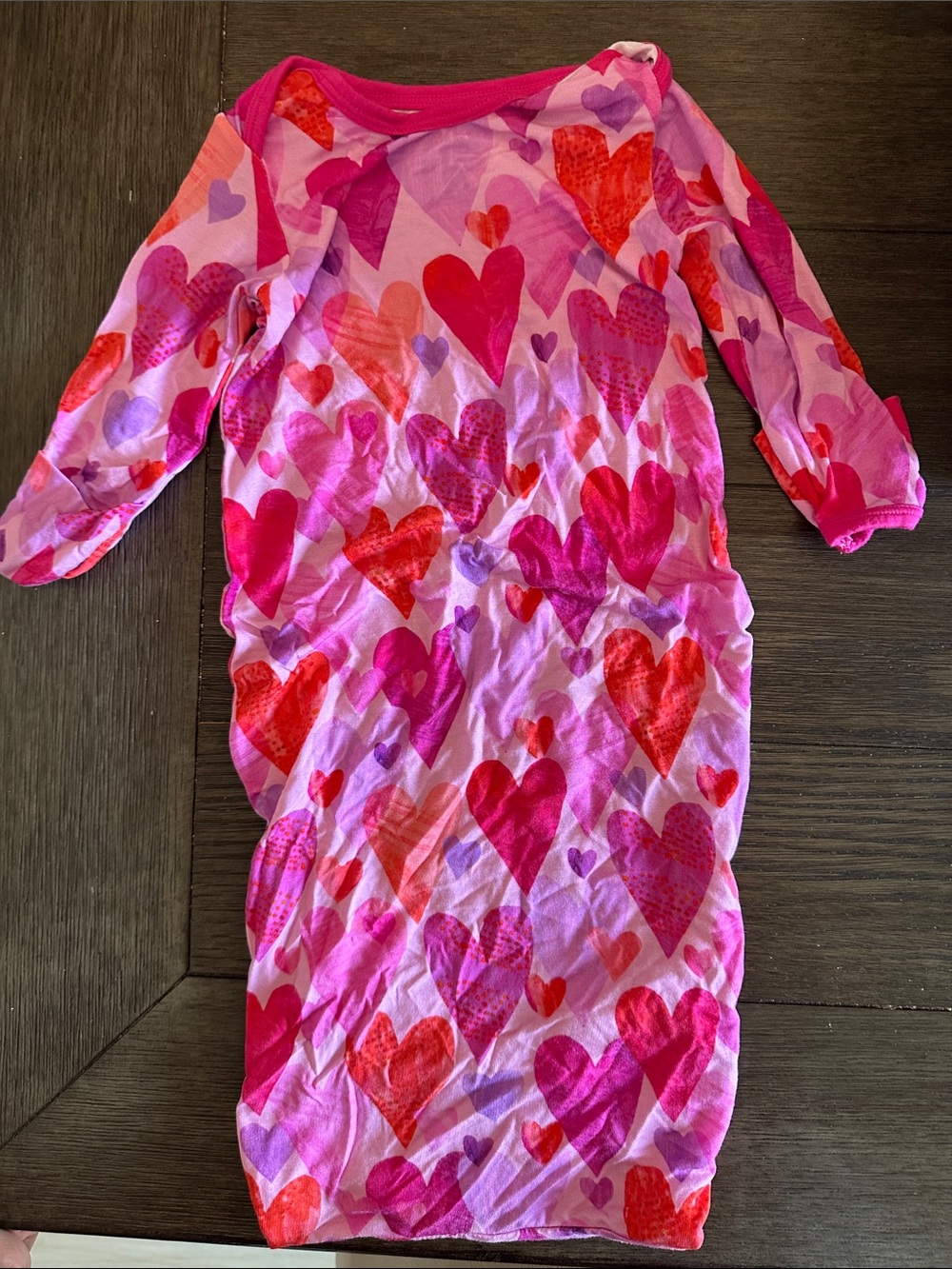 Little sleepies NB gown Girls' Pink Heart Print